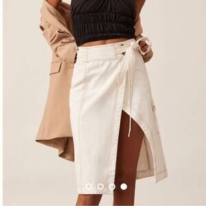 Anthropologie Pilcro and the letterpress ivory white utility wrap skirt US 4